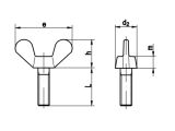100 x Flügelschrauben DIN 316 Messing M4x20