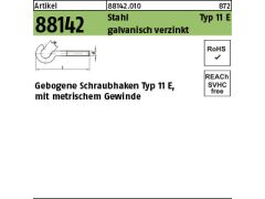 100 x Gebogene Schraubhaken Stahl Typ 11E - M4 x 50 verzinkt