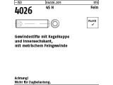 200 x ISO 4026 Gewindestift mit Kegelkuppe 45H M10x1,25x12
