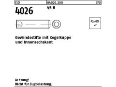 500 x ISO 4026 Gewindestift mit Kegelkuppe 45H M2,5x5