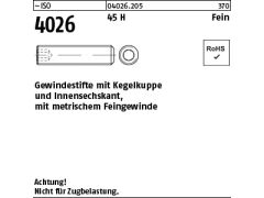 100 x ISO 4026 Gewindestift mit Kegelkuppe 45H M8x1x100 (blank/schwarz)