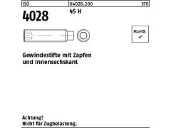 200 x ISO 4028 Gewindestift mit Zapfen 45H M12x16