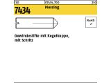 100 x Gew.stifte mit Schlitz ISO 7434 Messing M6x10