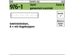 100 x Gewindebolzen DIN 976 Stahl B M8 x 50 verzinkt