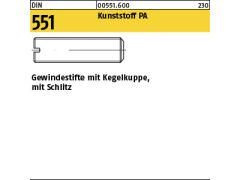 100 x Gewindestifte DIN 551 Polyamid M6 x 20 PA6.6 naturfarben Kunstst