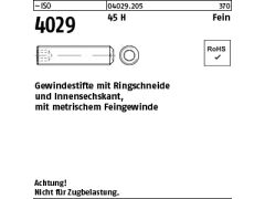 100 x ISO 4029 Gewindestift mit Ringschneide 45H M12x1,5x25 Fein (blank/schwarz)