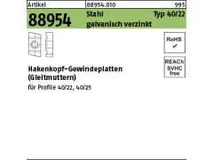 100 x Hakenkopf Gewindeplatten Typ 40/22, M10 verzinkt