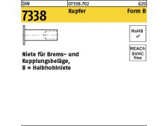 100 x Halbhohlnieten DIN 7338 Kupfer Form B 5x10