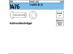100 x Halbrundkerbnägel DIN 1476 - 2 x 3 Edelstahl A2