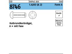 100 x Halbrundkerbnägel ISO 8746 Edelstahl A2 5x12