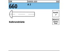 100 x Halbrundniete DIN 660 6 x 20 Edelstahl A2