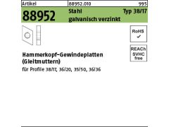100 x Hammerkopf Gewindeplatten Typ 38/17, M6 verzinkt