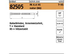 100 x Kabelbinder,Form T Hitzestabil bis 105° - 2,5x200/ 50, natur, T 18L-HS
