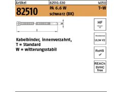100 x Kabelbinder,Form T UV-Witterungsstabil - 2,5x200/ 50, schwarz, T 18L-W