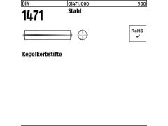 100 x Kegelkerbstifte DIN 1471 Stahl 8 x 20 (blank/schwarz)