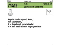 100 x Kegelschmiernippel DIN 71412-A 5.8 M8 x 1 SW9 verzinkt, Sechskant