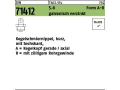 100 x Kegelschmiernippel DIN 71412-A 5.8 R1/8 SW11 verzinkt, Sechskant