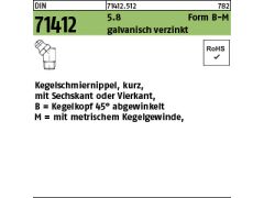 100 x Kegelschmiernippel DIN 71412-B 5.8 M10 x 1 SW11 verzinkt