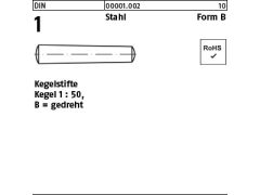 100 x Kegelstifte DIN 1 Stahl B 2x14 (blank/schwarz)