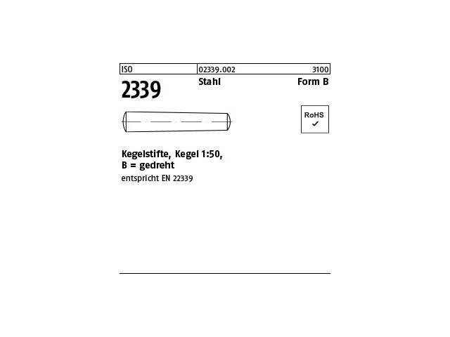 Kegelstifte ISO 2339 9S20K B 3 x 20 Inhalt 100 Stück 
