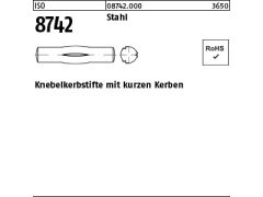 100 x Knebelkerbstifte ISO 8742 Stahl 6x26 (blank/schwarz)