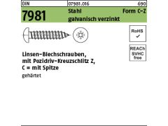C-H 2000 Linsenkopf Blechschrauben DIN 7981 verzinkt 2,9x9,5 