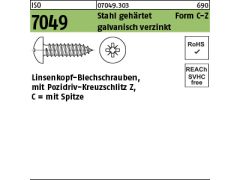 100 x Linsen-Blechschr. ISO 7049 Form C-Spitze Z 3,5 x 6,5 verzinkt