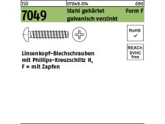 100 x Linsen-Blechschr. ISO 7049 Form F-Zapfen H 2,9 x 16  verzinkt