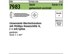 100 x Linsensenk-Blechschr. DIN 7983-C 3,5x13 - H verzinkt