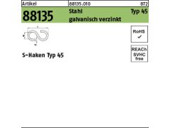 100 x Stahlhaken in S-Form 30 mm verzinkt