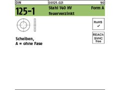 100 x Scheiben DIN 125 Stahl 140 HV A 15 feuerverzinkt