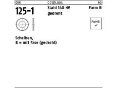 100 x Scheiben DIN 125 Stahl 140 HV B 1,3 blank gedreht (blank/schwarz)