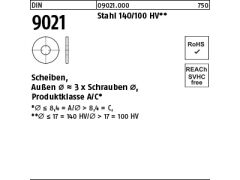 100 x Scheiben DIN 9021 Stahl 140 HV 13 Kl. C (blank/schwarz)
