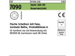 100 x Scheiben ISO 7090 M10 (10,5x20x2) 300 HV, CE, feuerverzinkt