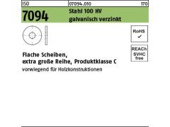 100 x Scheiben ISO 7094 Stahl M10 verzinkt