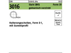 100 x Schellen DIN 3016 D1 18 x 15 -W1 verzinkt, m. Gummiprofil