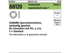 100 x SCHNORR-Sperrzahnscheiben FederstahlForm S=22 mechanisch verzinkt