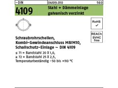 100 x Schraubrohrschellen DIN 4109 25-28 / M8+M10 m. Schalldämpfung verzinkt