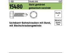 100 x Sechskant-Bohrschraube ISO 15480 mit Bund 6,3x140 verzinkt
