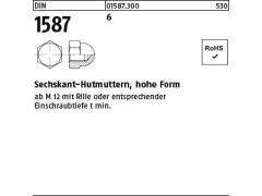 100 x Sechskant-Hutmuttern DIN 1587 6 M8