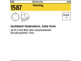 100 x Sechskant-Hutmuttern DIN 1587 Messing M10 SW 17