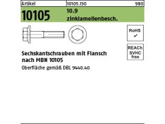 100 x Sechskantflanschschrauben MBN 10105 Kl.10.9 M10x40 Zinklamellen