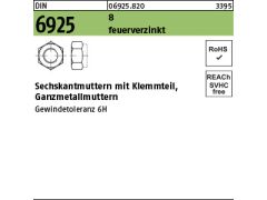 100 x Sechskantmuttern DIN 6925 Kl.8 M12 feuerverzinkt Gew.-toleranz 6H tZn