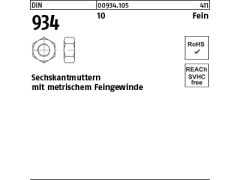 Sechskantmutter Feingewinde DIN934   M8 x 0,5  bis  M12 x 1,5  V2A 