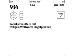 100 x Sechskantmuttern DIN 934 Kl.6 AU WW 1/2 (blank/schwarz)