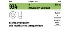 100 x Sechskantmuttern DIN 934 Kl.6-8 M4-LH verzinkt