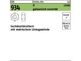 100 x Sechskantmuttern DIN 934 Kl.8 M12-LH (Linksgewinde)...