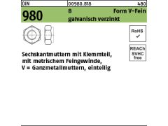 100 x Sechskantmuttern DIN 980 8 V M16 x 1,5 verzinkt