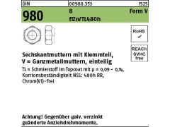 100 x Sechskantmuttern DIN 980 8 VM 16 Zinklammellen