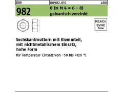 100 x Sechskantmuttern DIN 982 8 M8 verzinkt